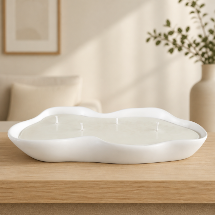 Pieza artesanal vela blanca onda